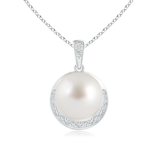 10mm AAA South Sea Cultured Pearl Crescent Pendant in White Gold