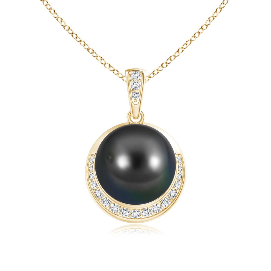 10mm AA Tahitian Pearl Crescent Pendant in Yellow Gold 
