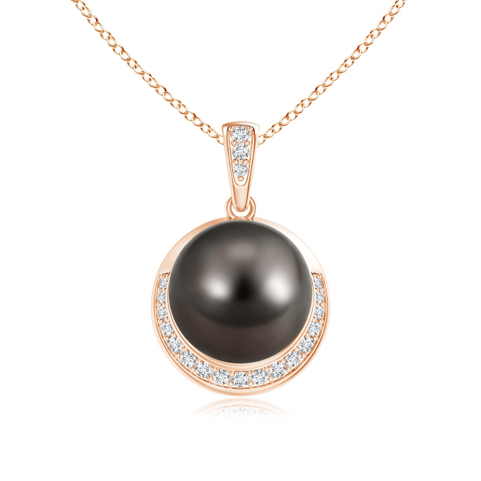 10mm AAA Tahitian Pearl Crescent Pendant in Rose Gold 