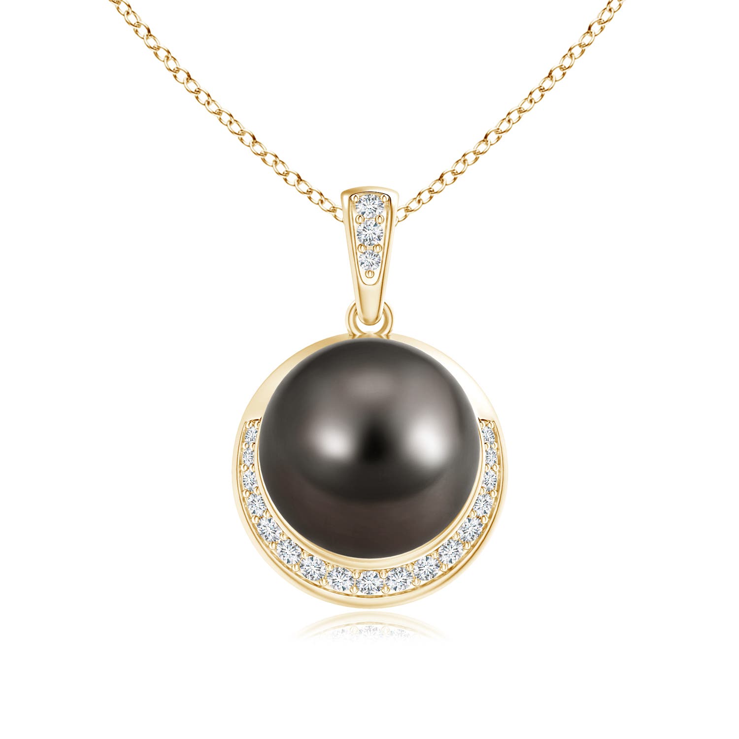 10mm AAA Tahitian Pearl Crescent Pendant in Yellow Gold