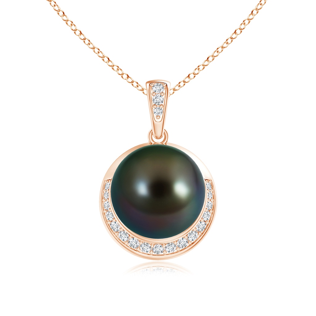 10mm AAAA Tahitian Pearl Crescent Pendant in Rose Gold