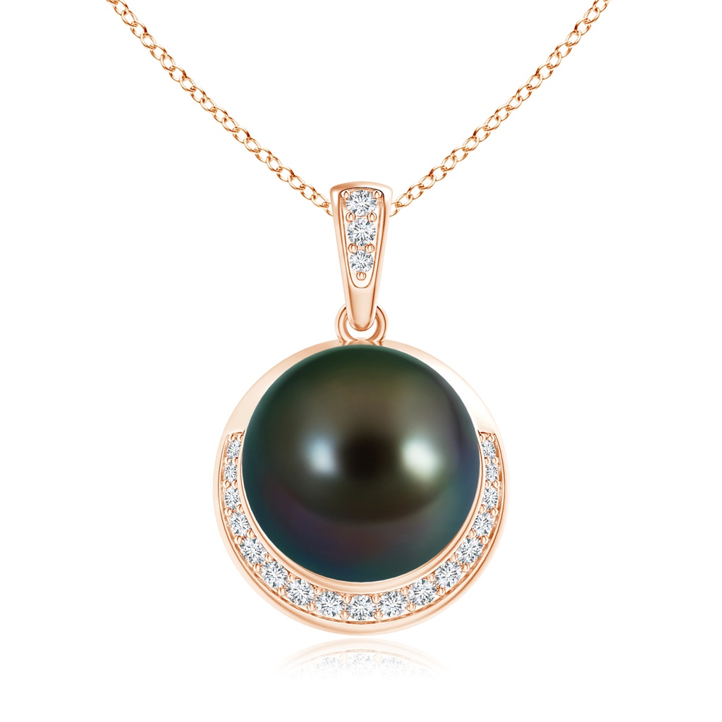 11mm AAAA Tahitian Pearl Crescent Pendant in Rose Gold