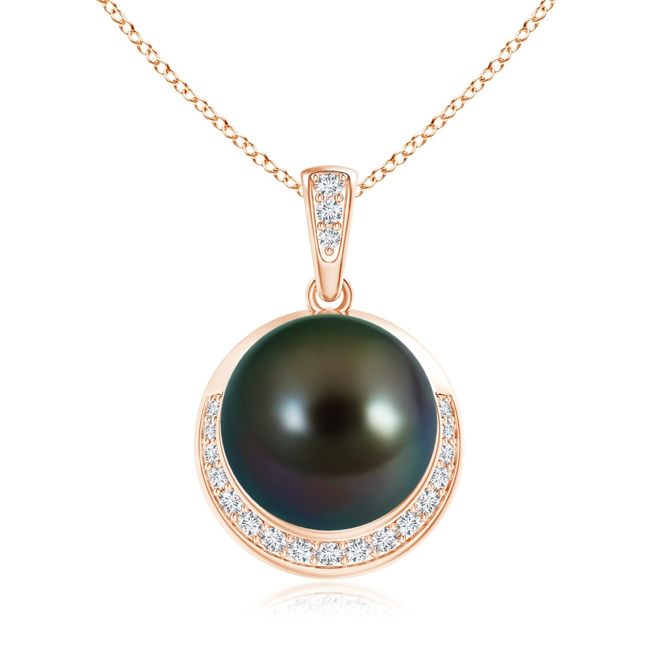 11mm AAAA Tahitian Pearl Crescent Pendant in Rose Gold 