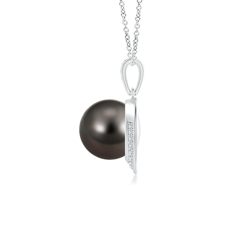 9mm AAA Tahitian Pearl Crescent Pendant in White Gold product image