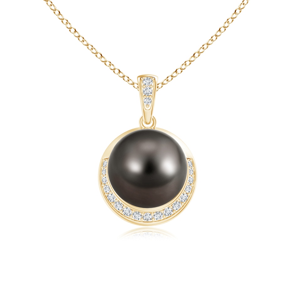9mm AAA Tahitian Pearl Crescent Pendant in Yellow Gold 