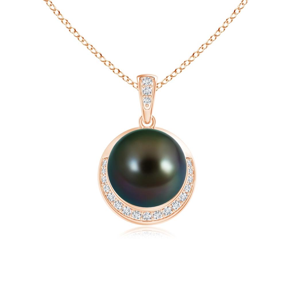 9mm AAAA Tahitian Pearl Crescent Pendant in Rose Gold