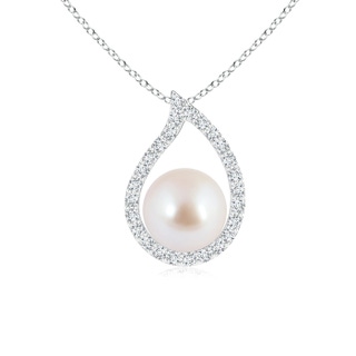 8mm AAA Akoya Cultured Pearl Paisley Pendant with Diamonds in White Gold