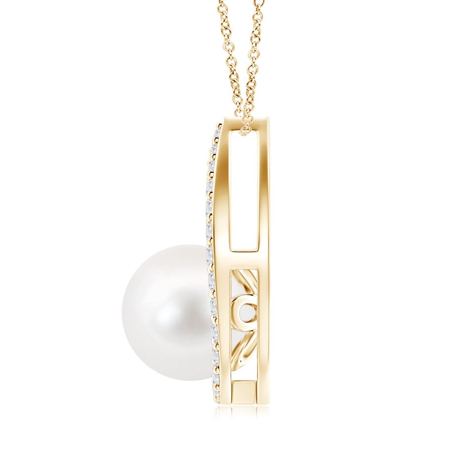 10mm AA Freshwater Cultured Pearl Paisley Pendant with Diamonds in Yellow Gold product image