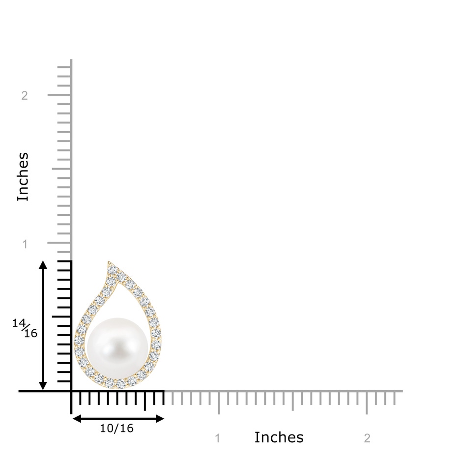 10mm AA Freshwater Cultured Pearl Paisley Pendant with Diamonds in Yellow Gold product image