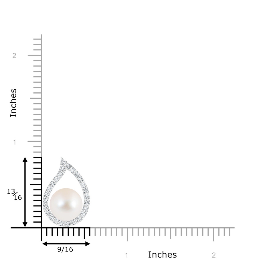 9mm AAA Freshwater Cultured Pearl Paisley Pendant with Diamonds in White Gold product image