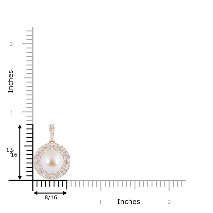 8mm AAA Akoya Cultured Pearl and Diamond Double Halo Pendant in Rose Gold Product Image