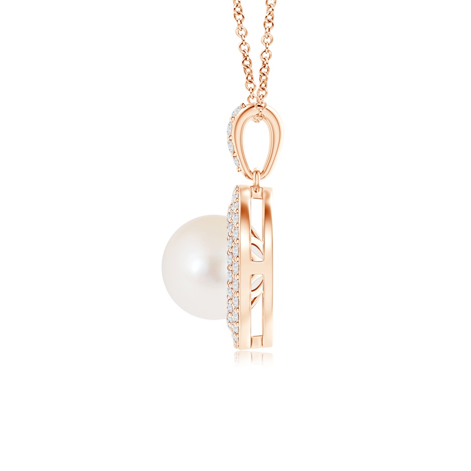 8mm AAA Freshwater Cultured Pearl and Diamond Double Halo Pendant in Rose Gold product image