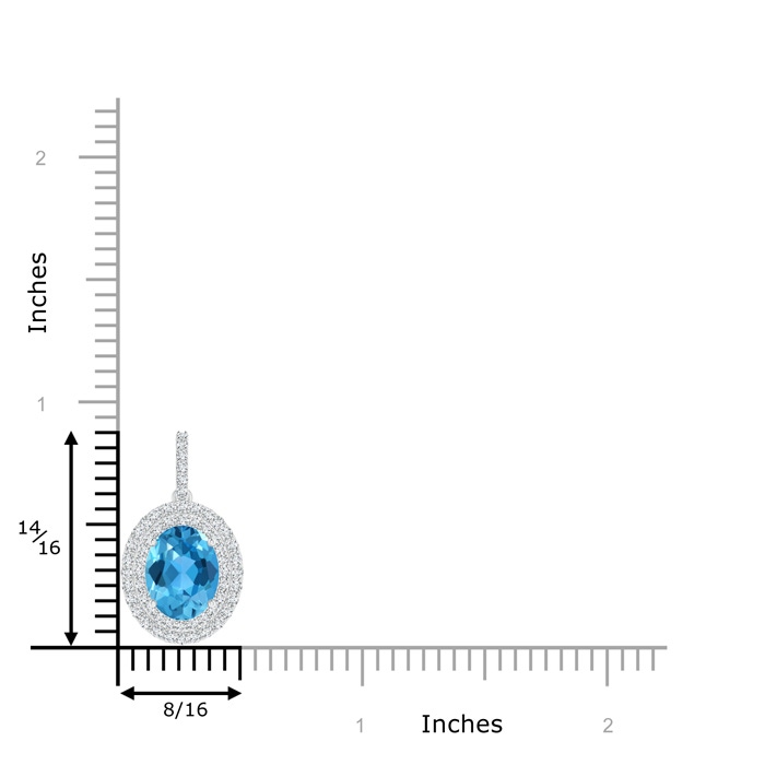 9x7mm AAA Oval Swiss Blue Topaz Dangle Pendant with Diamond Double Halo in White Gold Product Image