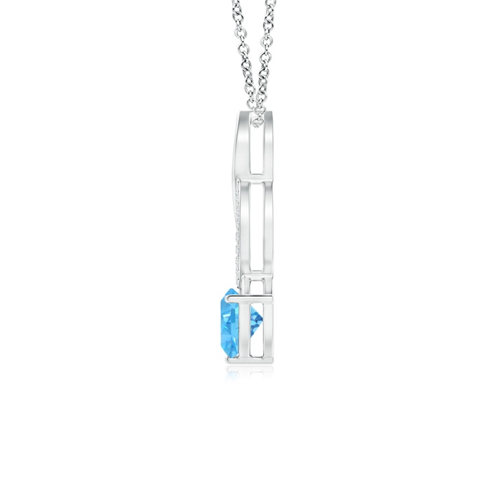 6mm AAA Trillion Swiss Blue Topaz Infinity Pendant with Diamonds in White Gold Product Image