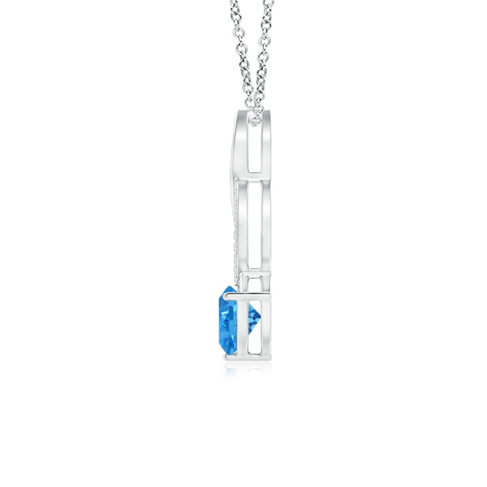 6mm AAAA Trillion Swiss Blue Topaz Infinity Pendant with Diamonds in P950 Platinum product image