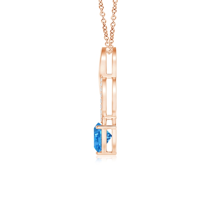 6mm AAAA Trillion Swiss Blue Topaz Infinity Pendant with Diamonds in Rose Gold product image
