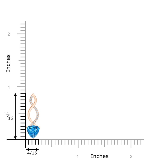 6mm AAAA Trillion Swiss Blue Topaz Infinity Pendant with Diamonds in Rose Gold product image
