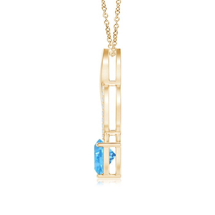 7mm AAA Trillion Swiss Blue Topaz Infinity Pendant with Diamonds in Yellow Gold product image