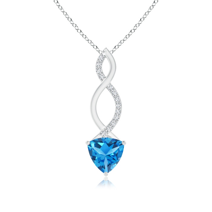 7mm AAAA Trillion Swiss Blue Topaz Infinity Pendant with Diamonds in P950 Platinum 