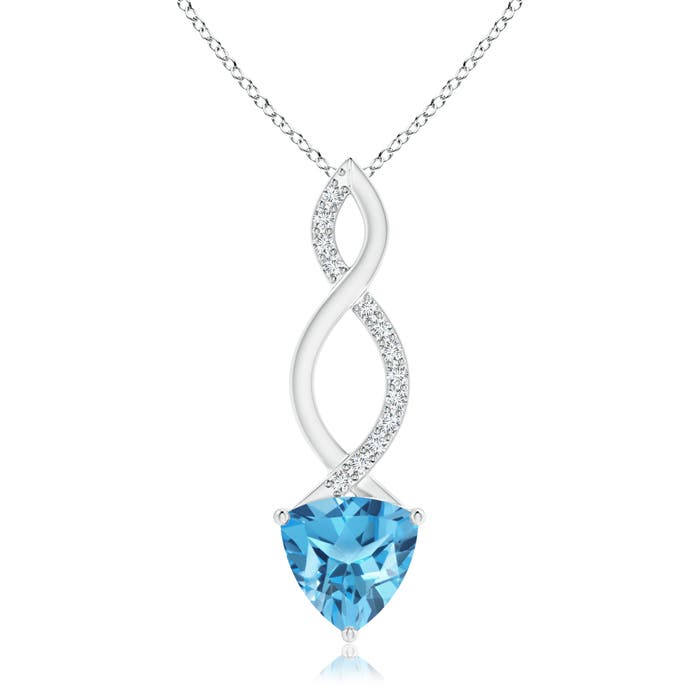 8mm AA Trillion Swiss Blue Topaz Infinity Pendant with Diamonds in P950 Platinum