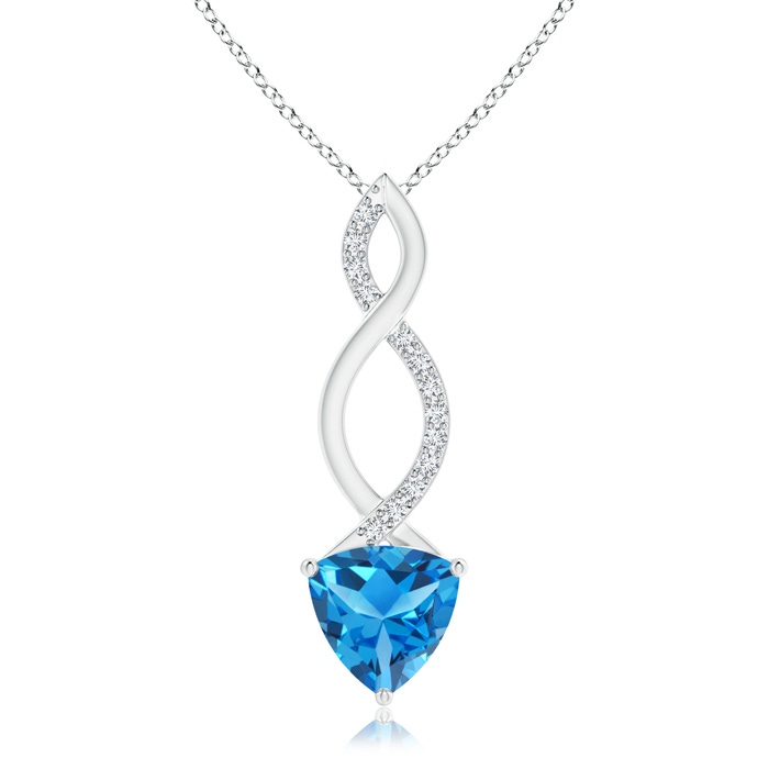 8mm AAAA Trillion Swiss Blue Topaz Infinity Pendant with Diamonds in P950 Platinum 
