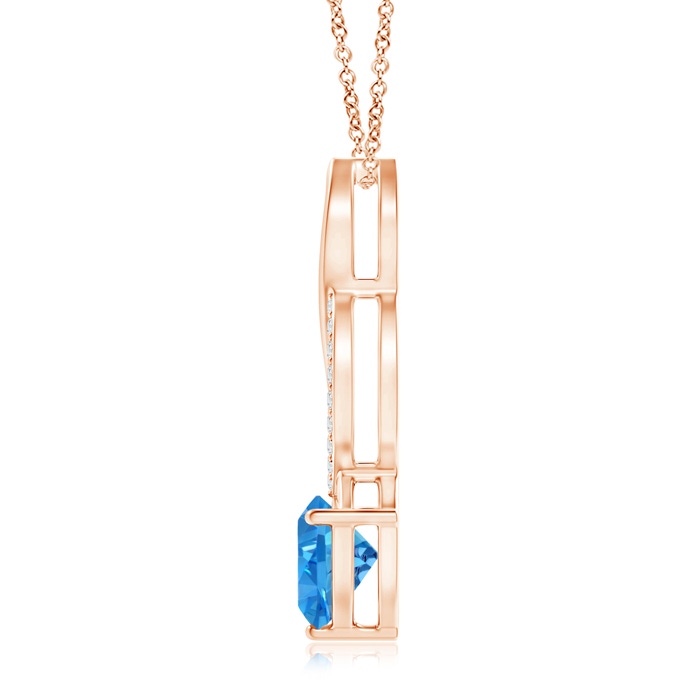 8mm AAAA Trillion Swiss Blue Topaz Infinity Pendant with Diamonds in Rose Gold product image