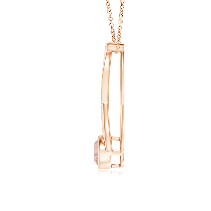 6mm AAA Infinity Twist Bezel-Set Morganite Pendant with Diamond in Rose Gold Product Image