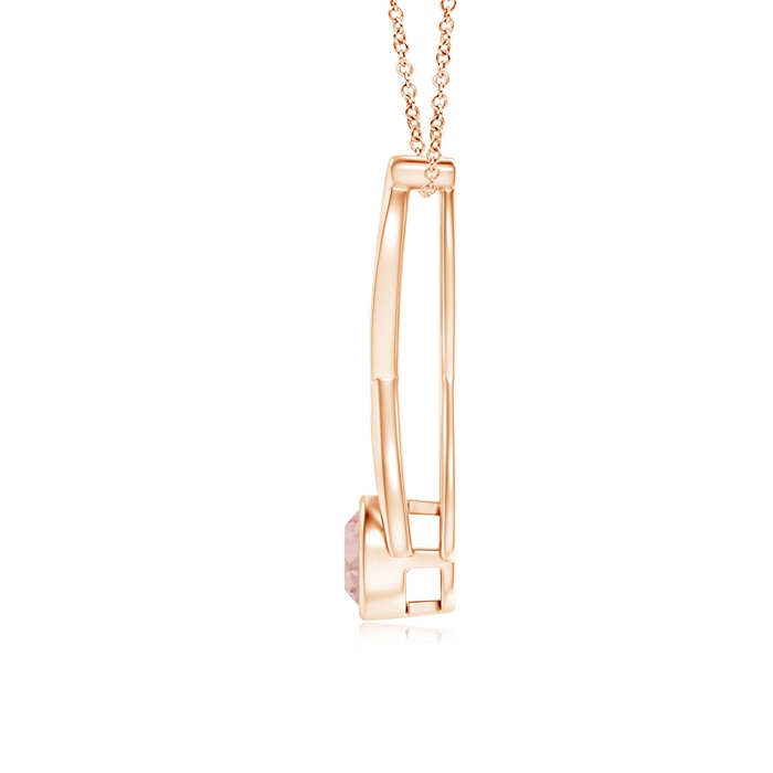 6mm AAA Infinity Twist Bezel-Set Morganite Pendant with Diamond in Rose Gold product image