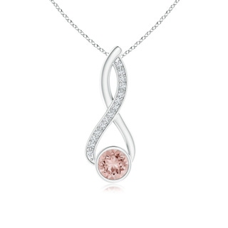 6mm AAAA Infinity Twist Bezel-Set Morganite Pendant with Diamond in P950 Platinum