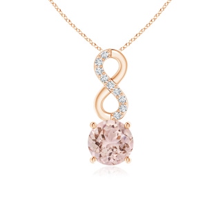 5mm AAA Morganite Infinity Pendant with Diamond Accents in Rose Gold