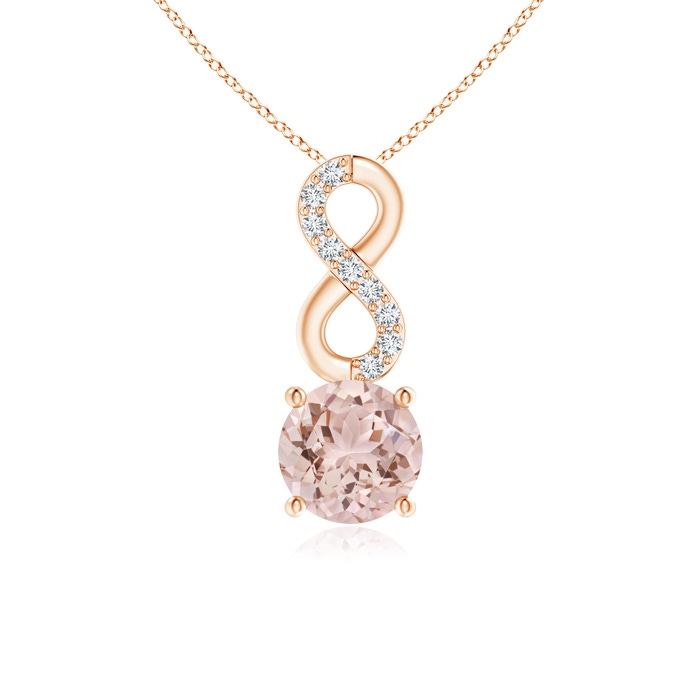 5mm AAA Morganite Infinity Pendant with Diamond Accents in Rose Gold 