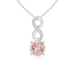 5mm AAA Morganite Infinity Pendant with Diamond Accents in White Gold