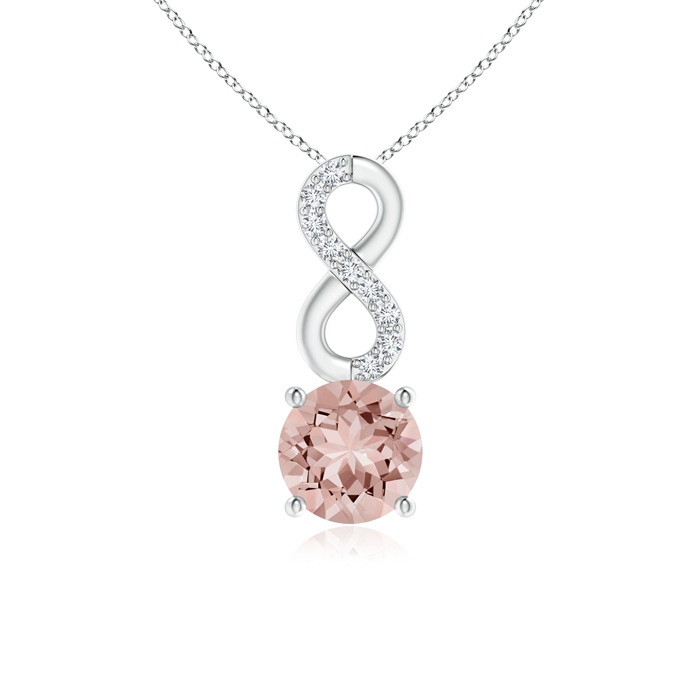 5mm AAAA Morganite Infinity Pendant with Diamond Accents in P950 Platinum