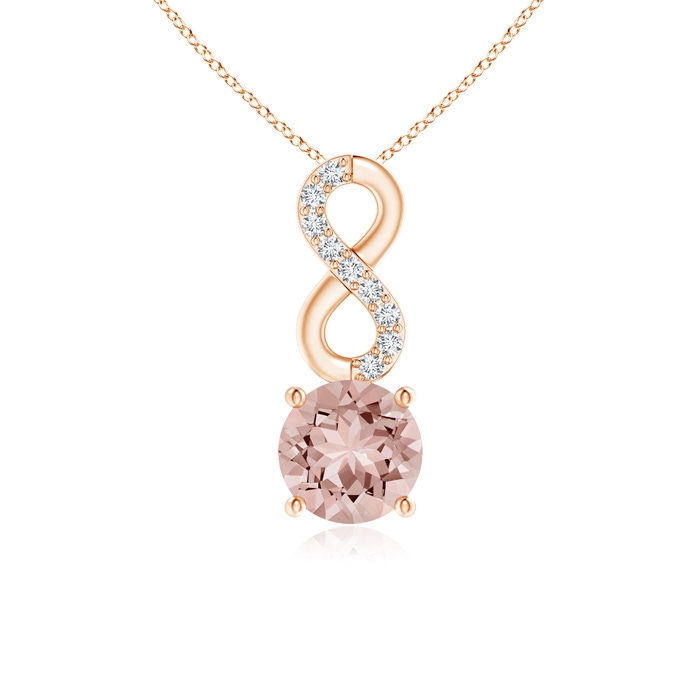 5mm AAAA Morganite Infinity Pendant with Diamond Accents in Rose Gold