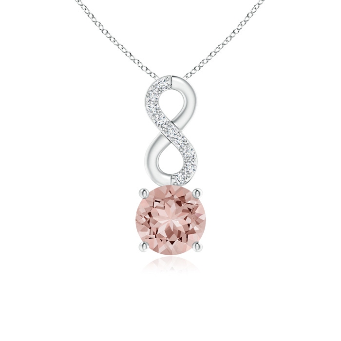 5mm AAAA Morganite Infinity Pendant with Diamond Accents in S999 Silver 