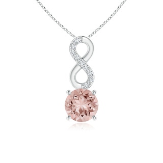 5mm AAAA Morganite Infinity Pendant with Diamond Accents in White Gold