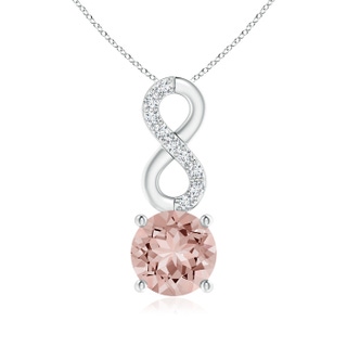 6mm AAAA Morganite Infinity Pendant with Diamond Accents in P950 Platinum