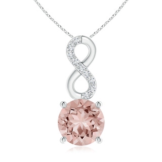 7mm AAAA Morganite Infinity Pendant with Diamond Accents in P950 Platinum