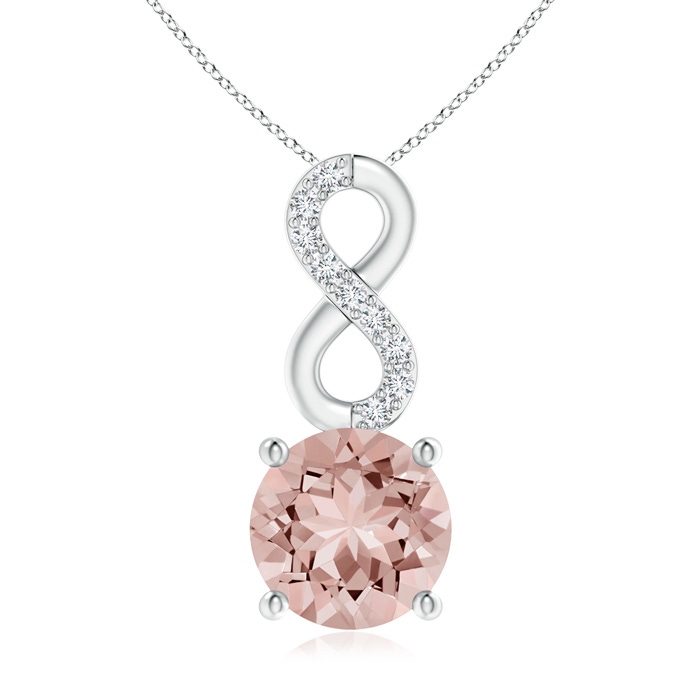 7mm AAAA Morganite Infinity Pendant with Diamond Accents in White Gold