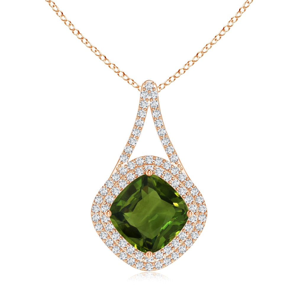 9.27x8.72x4.56mm AAA GIA Certified Green Sapphire Pendant with Inverted V-Bale in Rose Gold