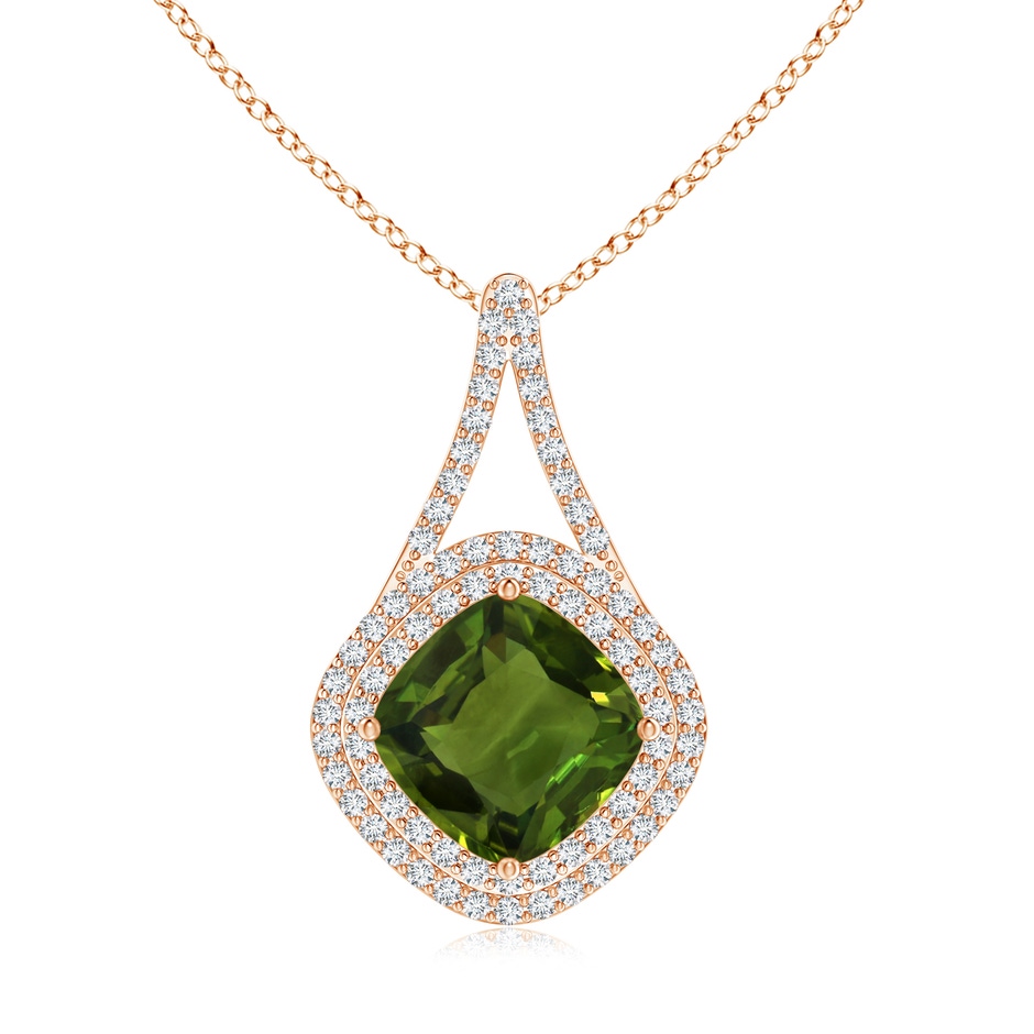 9.27x8.72x4.56mm AAA GIA Certified Green Sapphire Pendant with Inverted V-Bale in Rose Gold 