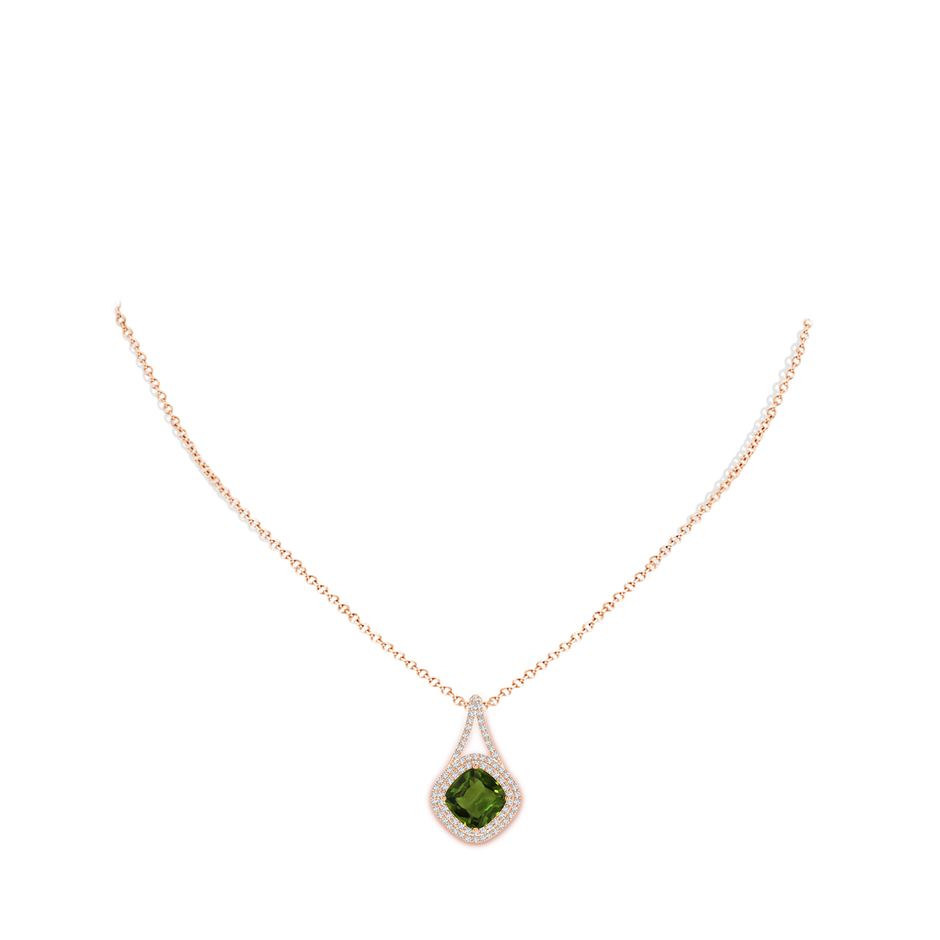 9.27x8.72x4.56mm AAA GIA Certified Green Sapphire Pendant with Inverted V-Bale in Rose Gold pen