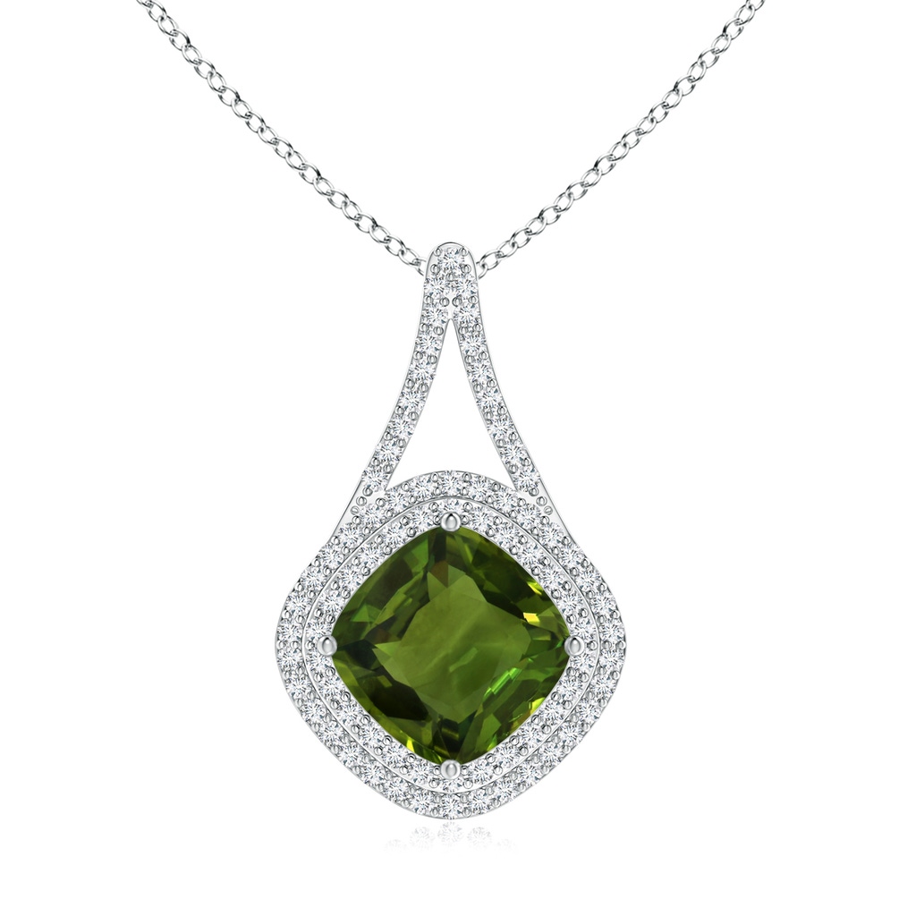 9.27x8.72x4.56mm AAA GIA Certified Green Sapphire Pendant with Inverted V-Bale in White Gold