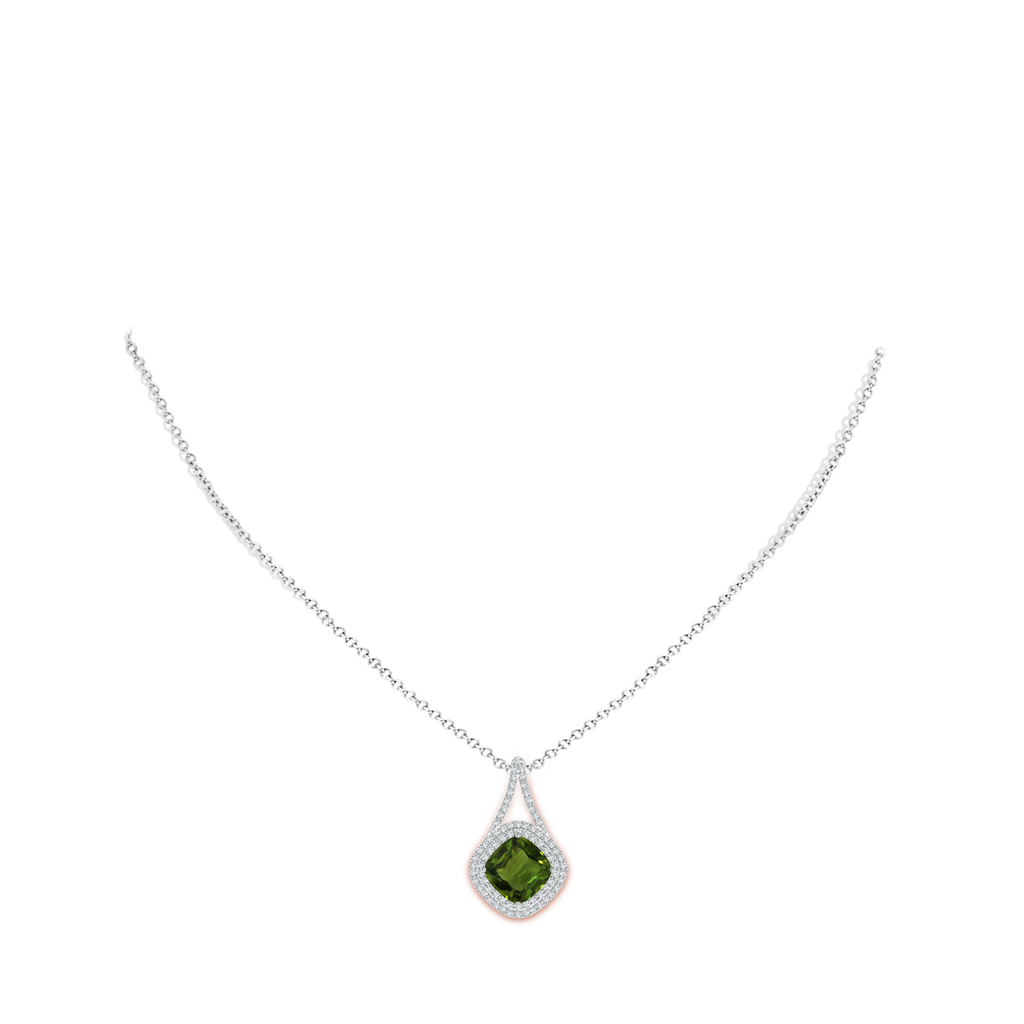9.27x8.72x4.56mm AAA GIA Certified Green Sapphire Pendant with Inverted V-Bale in White Gold pen