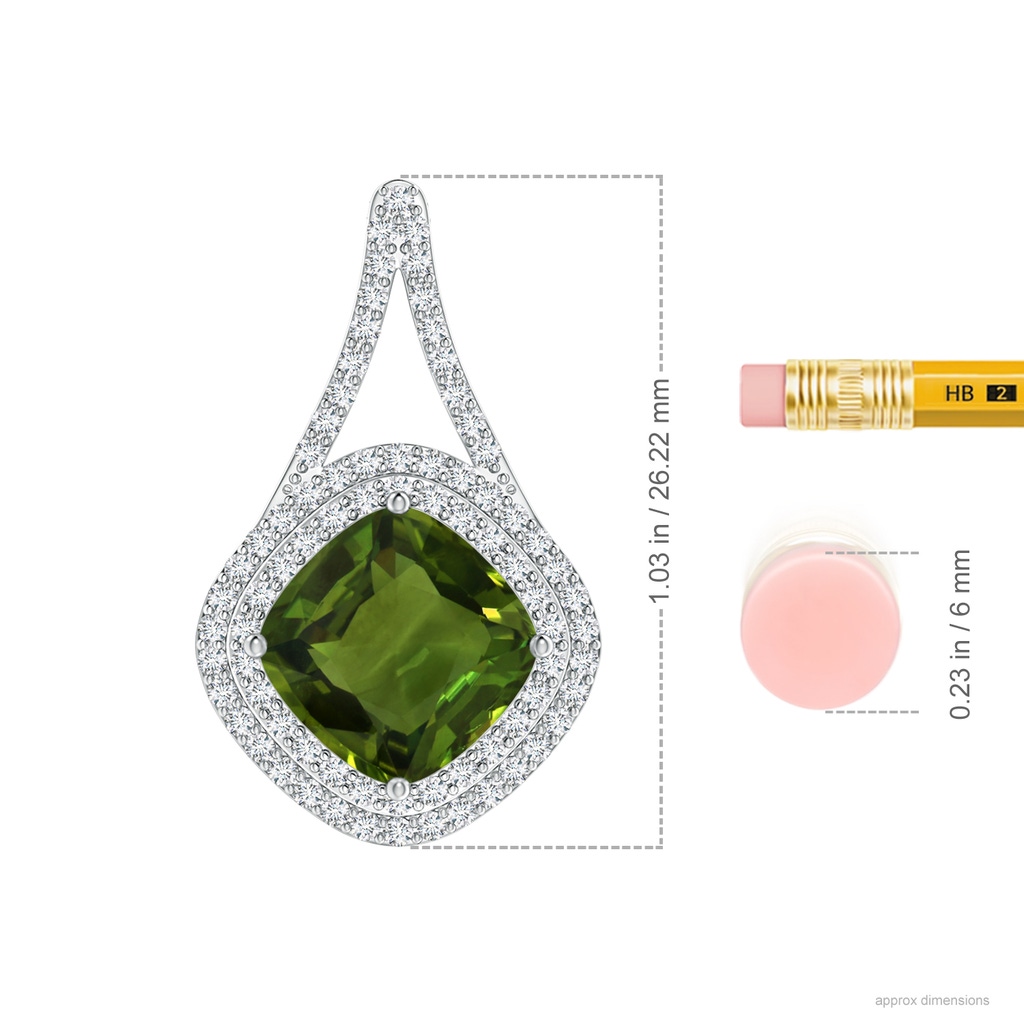 9.27x8.72x4.56mm AAA GIA Certified Green Sapphire Pendant with Inverted V-Bale in White Gold ruler