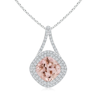10mm AAA Morganite Halo Pendant with Inverted V-Bale in White Gold