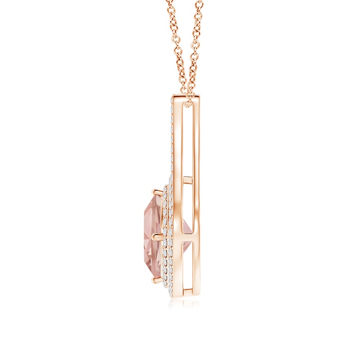 9mm AAA Morganite Halo Pendant with Inverted V-Bale in Rose Gold Product Image