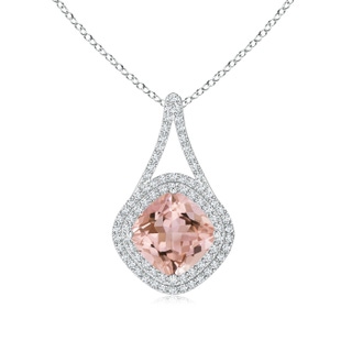 9mm AAAA Morganite Halo Pendant with Inverted V-Bale in P950 Platinum