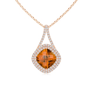 9.97x9.86x8.06mm AAA GIA Certified Yellowish Orange Zircon Pendant in 18K Rose Gold