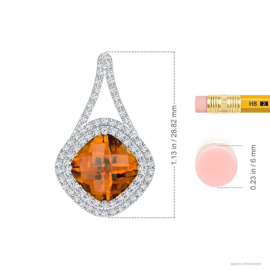 9.97x9.86x8.06mm AAA GIA Certified Yellowish Orange Zircon Pendant in White Gold Ruler